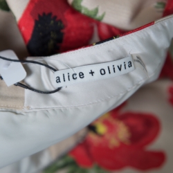 Alice + Olivia Red Falling Poppy Patterned Earla Circle Skirt S