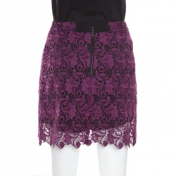 Pre Owned Alice + Olivia Plum Lace Riley Mini Skirt S