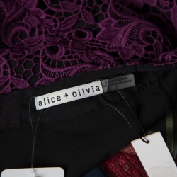 Pre Owned Alice + Olivia Plum Lace Riley Mini Skirt S