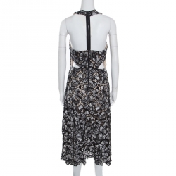 Alice + Olivia Monochrome Floral Lace Cut Out Detail Noreen Halter Dress M
