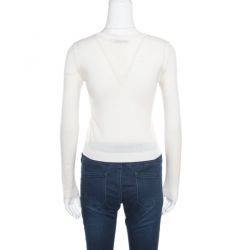Alice + Olivia Cream Do Not Disturb Embroidered Sweater XS