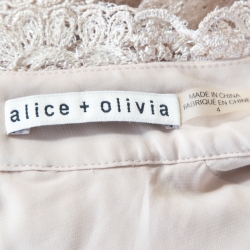 Pre Owned Alice + Olivia Beige Embroidered Cutout Back Detail Natalina Dress S