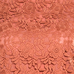 Pre Owned Alice + Olivia Salmon Pink Floral Lace Long Sleeve Pasha Top M