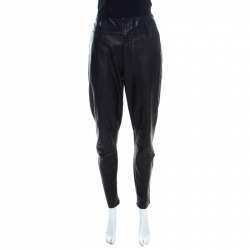 Alice + Olivia Black Leather Paneled Tapered Pants S
