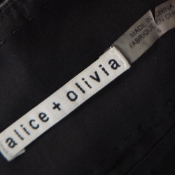 Alice + Olivia Black Leather Paneled Tapered Pants S