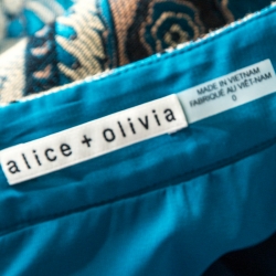 Pre Owned Alice + Olivia Blue Damask Patterned Brocade Vernon Mini Skirt XS