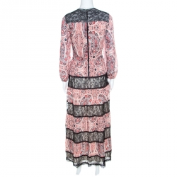 Alice + Olivia Red Bohemian Paisley Print Chiffon Daren Maxi Dress S