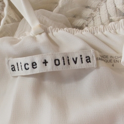 Pre Owned Alice + Olivia Off White Embroidered Silk Kelly Halter Maxi Dress M