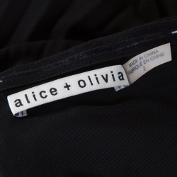 Pre Owned Alice + Olivia Black Jersey and Chiffon Off Shoulder Ilana Maxi Dress S