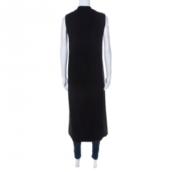 Pre Owned Alice + Olivia Black Drape Front White Collar Detail Long Vest Jacket M