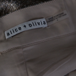 Pre Owned Alice + Olivia Gold & Beige Cotton-Blend Bouclé-Tweed Culottes S