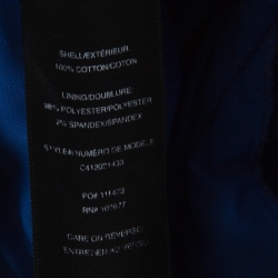 Pre Owned Alice + Olivia Blue Cotton Cap Sleeve Zip Front Woven Amy Crop Top M