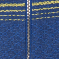 Pre Owned Alice + Olivia Blue Cotton Cap Sleeve Zip Front Woven Amy Crop Top M