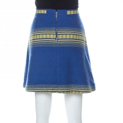 Pre Owned Alice + Olivia Blue Cotton Inverted Pleat Russo Skirt M