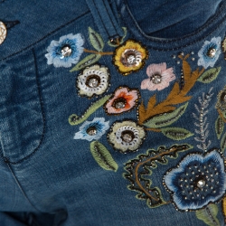 Alice + Olivia Blue Denim Embellished Flared Ryley Jeans M