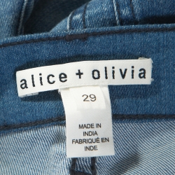 Alice + Olivia Blue Denim Embellished Flared Ryley Jeans M