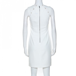 Pre Owned Alice + Olivia Off White Crepe Pearl Detail Kristiana Dress S