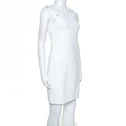 Pre Owned Alice + Olivia Off White Crepe Pearl Detail Kristiana Dress S