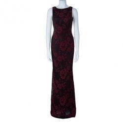 Pre Owned Alice + Olivia Red Veda Lace Open-back Gown S