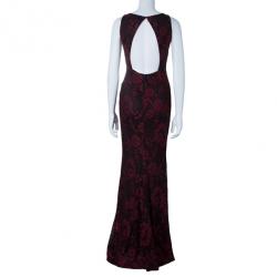 Pre Owned Alice + Olivia Red Veda Lace Open-back Gown S
