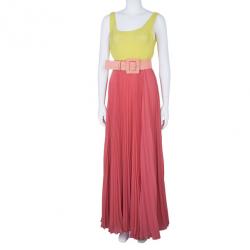 Pre Owned Alice + Olivia Leila Belted Colorblock Crepe Maxi Dress S