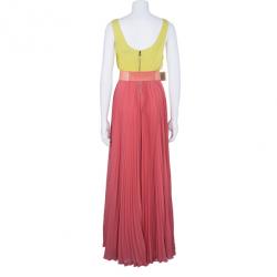 Pre Owned Alice + Olivia Leila Belted Colorblock Crepe Maxi Dress S