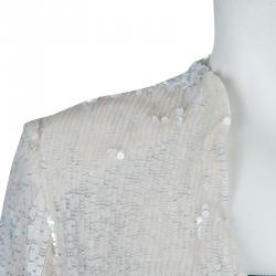 Alice + Olivia White All Over Sequin Embellished Jacket XS