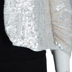 Alice + Olivia White All Over Sequin Embellished Jacket XS