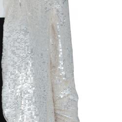 Alice + Olivia White All Over Sequin Embellished Jacket XS