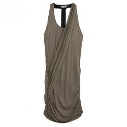 Alice + Olivia T-back Drape Khaki Green Silk Cotton Dress M