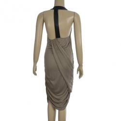 Alice + Olivia T-back Drape Khaki Green Silk Cotton Dress M