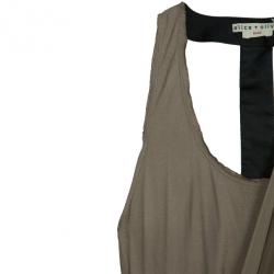 Alice + Olivia T-back Drape Khaki Green Silk Cotton Dress M