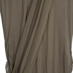 Alice + Olivia T-back Drape Khaki Green Silk Cotton Dress M