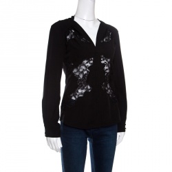 Pre Owned Altuzarra Black Floral Lace Insert Long Sleeve Shirt S