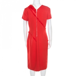 Altuzarra Poppy Red Frayed Trim Crepe Strider Dress L