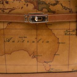 Pre Owned Alviero Martini 1A Classe Brown Geo Print Coated Canvas Tote