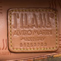 Pre Owned Alviero Martini 1A Classe Brown Geo Print Coated Canvas Tote