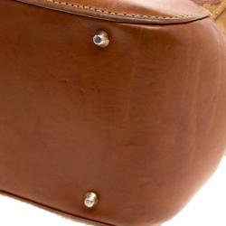 Pre Owned Alviero Martini 1A Classe Brown Geo Print Coated Canvas Tote