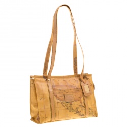 Pre Owned Alviero Martini 1A Classe Map Printed Coated Canvas Tote