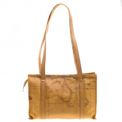 Pre Owned Alviero Martini 1A Classe Map Printed Coated Canvas Tote