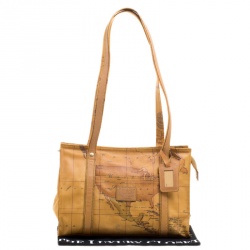 Pre Owned Alviero Martini 1A Classe Map Printed Coated Canvas Tote