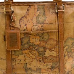 Pre Owned Alviero Martini 1A Classe Brown Geo Print Coated Canvas Tote