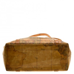 Pre Owned Alviero Martini 1A Classe Brown Geo Print Coated Canvas Tote