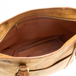 Pre Owned Alviero Martini 1A Classe Brown Geo Print Coated Canvas Tote