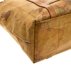 Pre Owned Alviero Martini 1A Classe Brown Geo Print Coated Canvas Tote