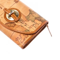 Pre Owned  محفظة صغيرة الفييرو مارتيني 1A كلاس بقلاب كانفاس مقوى خريطة بني فاتحة 
