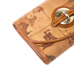 Pre Owned  محفظة صغيرة الفييرو مارتيني 1A كلاس بقلاب كانفاس مقوى خريطة بني فاتحة 
