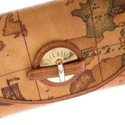 Pre Owned  محفظة صغيرة الفييرو مارتيني 1A كلاس بقلاب كانفاس مقوى خريطة بني فاتحة 