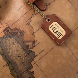 Pre Owned Alviero Martini 1A Classe Brown Geo Print Coated Canvas Tote