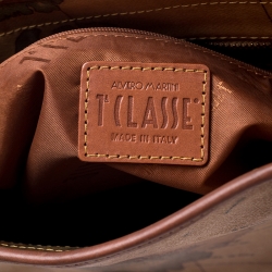 Pre Owned Alviero Martini 1A Classe Brown Geo Print Coated Canvas Tote